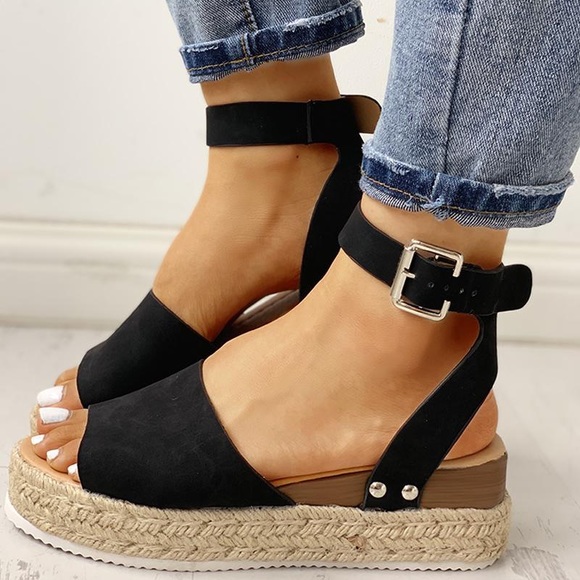 Black Topic Espadrille ankle strap sandal - Picture 5 of 10